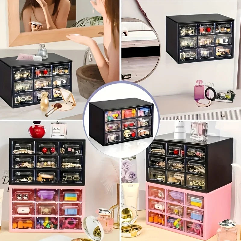 Dustproof Multi-Grid Desktop Drawer Organizer - Portable Storage Box for Jewelry, Cosmetics, Desk Drawer Organizer Box