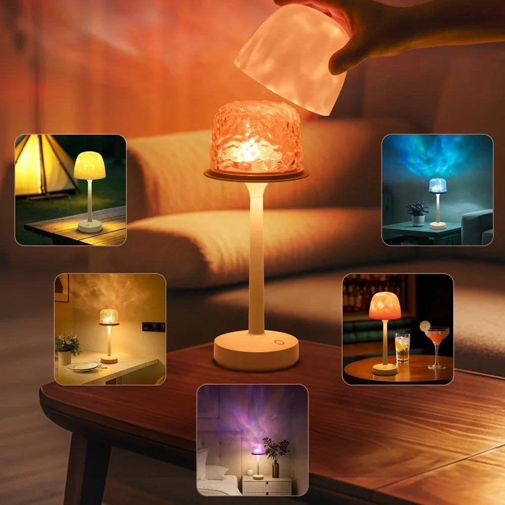 Projection Lamp HighFooted Water Ripple Table Lamp LED Aurora Projector With Remote Control Indoor Romantic And Interesting Gift