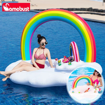 Camebust Inflatable Water Buoy Rainbow Arch Floating Rainbow Swimming Pool Float for Party Decoration