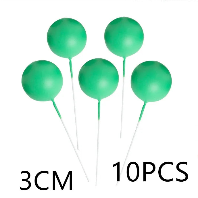 10 Pcs Colour Ball Happy Birthday Cake Topper 3CM Frosted Balls Kids Christmas Party Gift Cake Topper Wedding Dessert Decoration