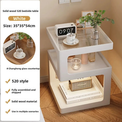 Solid wood bedside table, bedroom bedside storage, household sofa edge