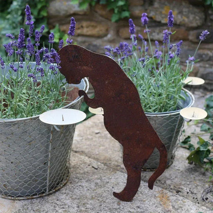 1pc Rustic Rusty Metal Cat Garden Statue | Classic Outdoor Yard Decor | Durable Freestanding Lawn Ornament | Earth-Tone Finish