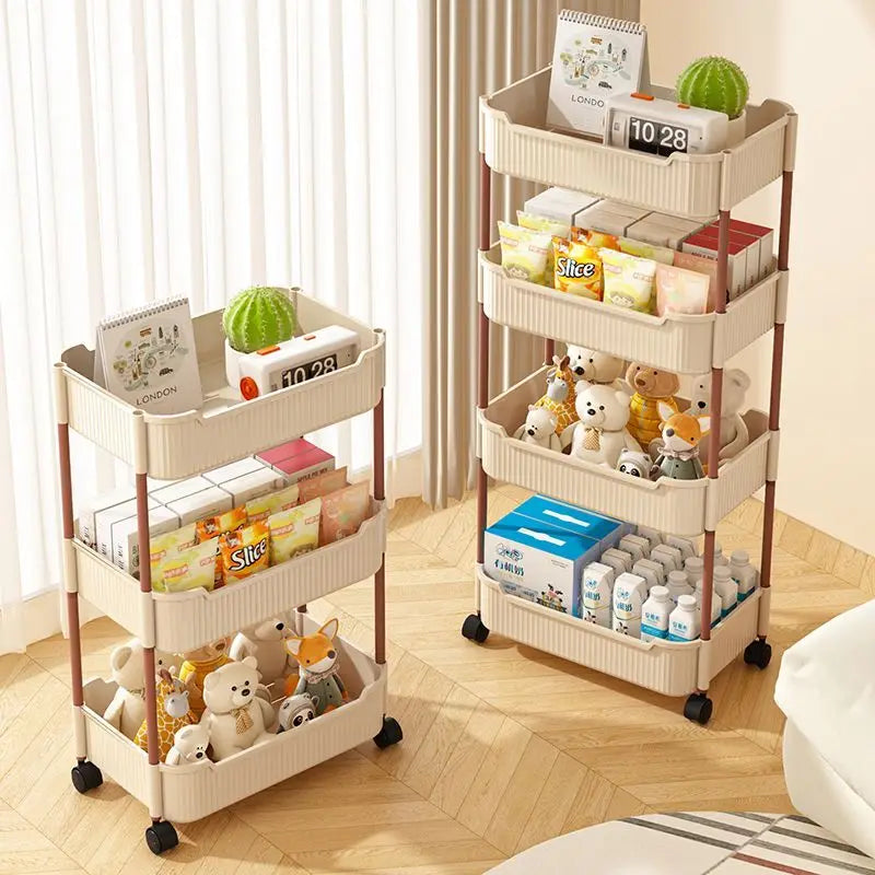 Mobile Storage Rack Trolley Kitchen Bathroom Bedroom Multi Storey Snacks Storage Rack with Wheels Organizer Home Accessories