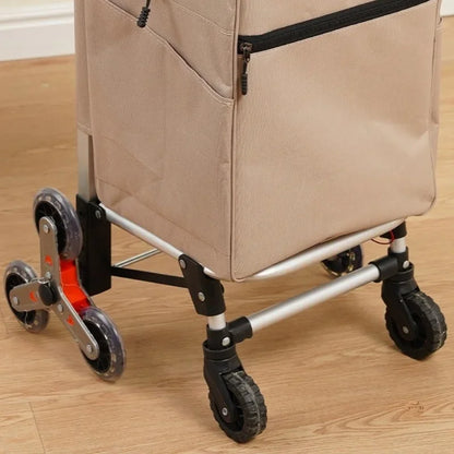 Aluminum pole hand pulled grocery cart, can climb stairs, supermarket shopping, foldable small cart, cargo luggage trolley