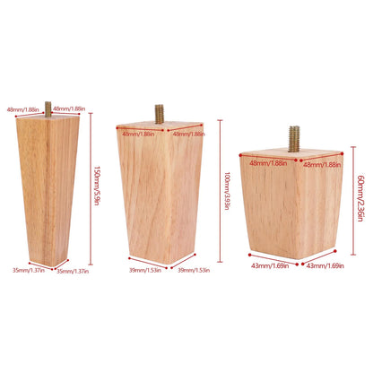 4Pcs Square Furniture Legs 6/10/15cm Solid Wood Furniture Feets Bed Sofa Table Legs Chair Replacement Feet For Couch Cabinet