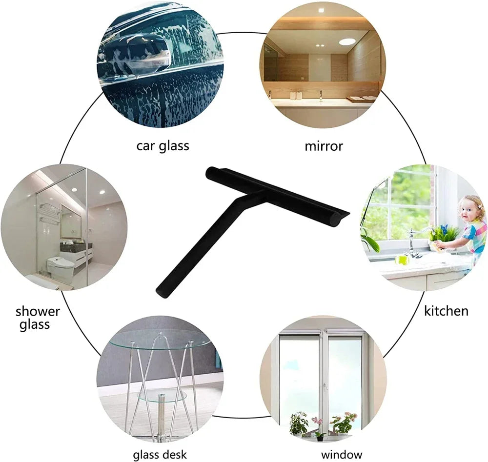 Shower Squeegee Glass Wiper Scraper Shower Squeegee Cleaner With Silicone Holder Bathroom Mirror Scraper Glass Cleaning