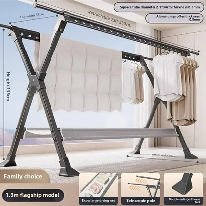 Floor-to-ceiling drying rack Aluminum alloy outdoor foldable free installation drying rack Children's clothing drying rack