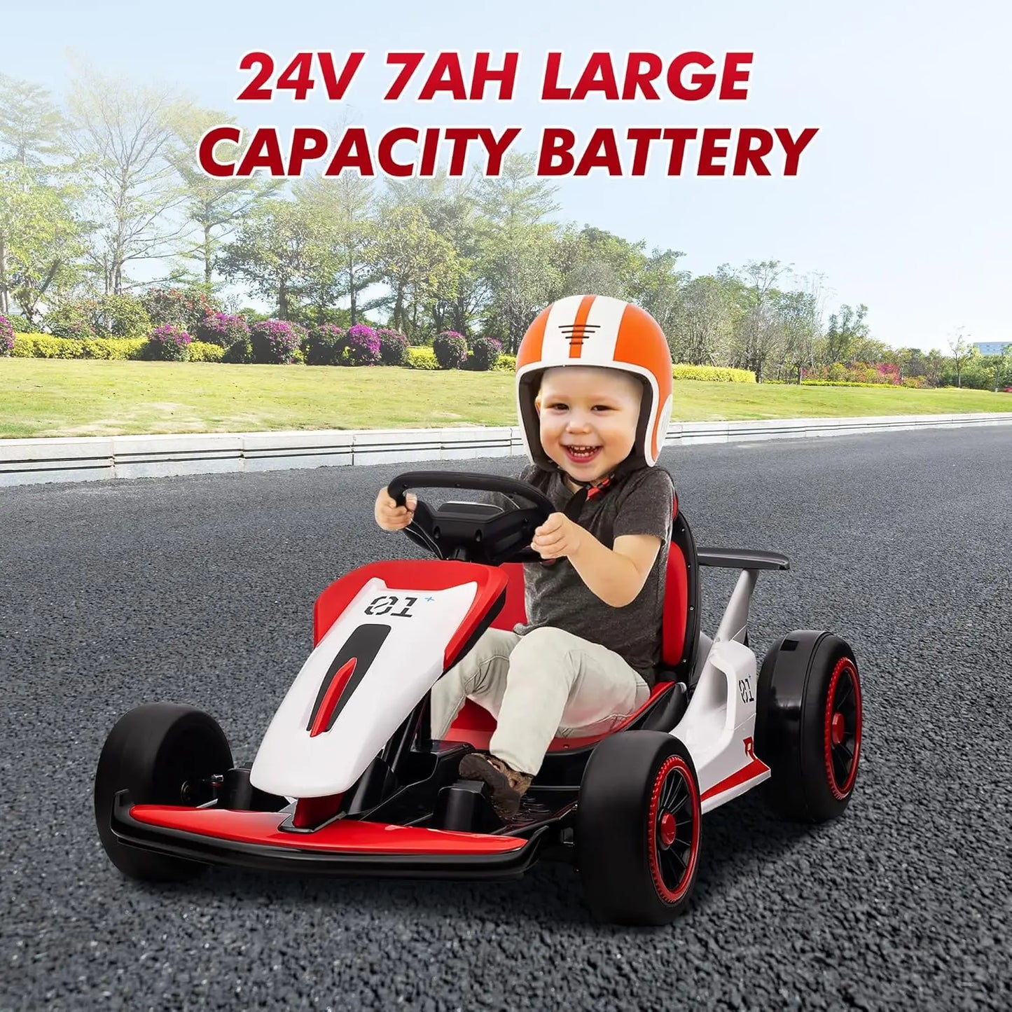 24V Electric Drift Go Kart for Kids with 200W Dual Motor,Music, Horn,8.1MPH High Speed,Ride On Racing Toy for Teens, Boys Girls