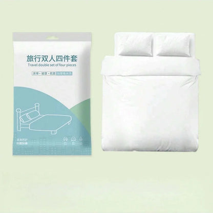 4 Pcs Disposable Bed Sheets King Size, Disposable Fitted Sheets Travel Bedding Cover for Hotel, Disposable Travel Sheet