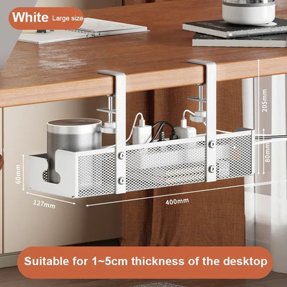 No Drilling Extendable Under Desk Cable Management Metal Cable Tray Under Desk With Clamp Retractable Power Strip Cord Holder