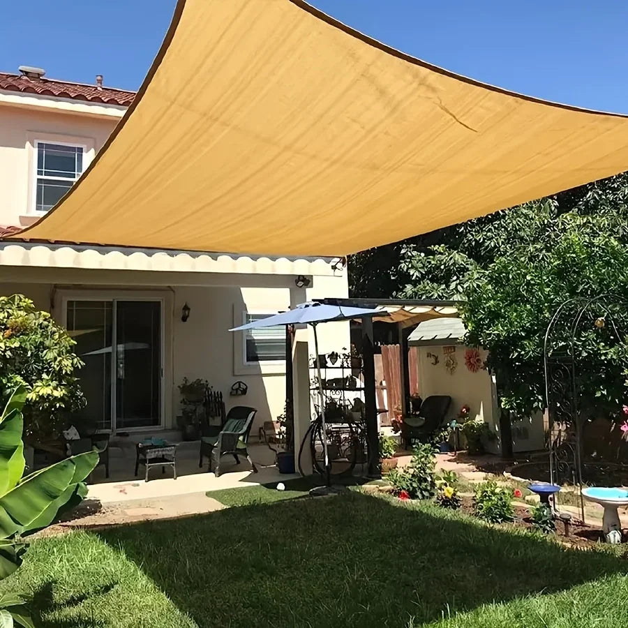 Thick Heavy-Duty Plastic Garden Sun Shade Net, Beige - Large Square UV Block, Sunshade Sail for Outdoor Patio and Yard Protectio