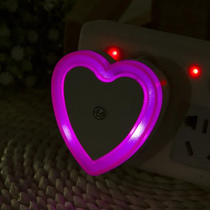 LED Night Lights Heart-shaped  Wireless Sensor EU/US Plug Night Ligh Bedroom Living Room Baby Room Lighting Energy-saving Light