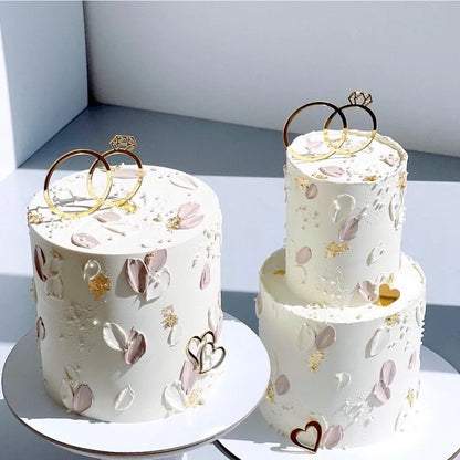 Ins Gold Acrylic Ring Wedding Cake Topper Bride Groom Proposal Party Wedding Cake Topper for Engagement Gift Dessert Decoration