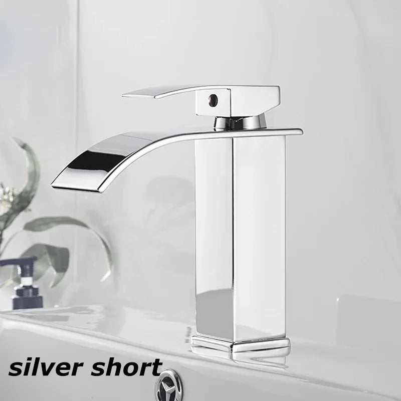 Waterfall Wash Basin Stainless Steel High And Low Faucet Black Hot And Cold Toilet Wash Basin Bathroom Home