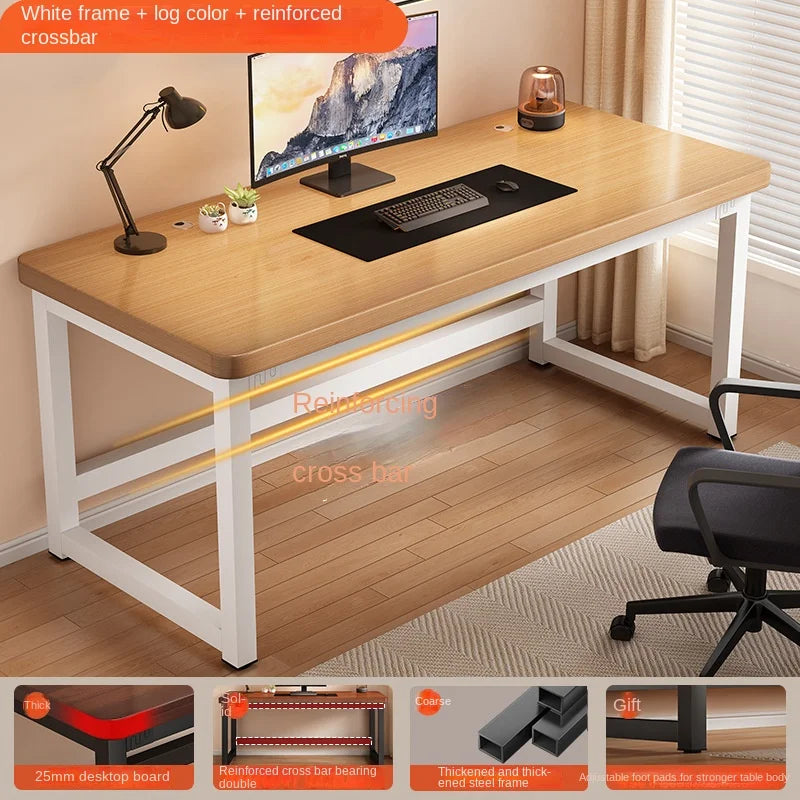 Solid wood computer desk, study desk, writing desk, long table, simple bedroom gaming desk, workbench