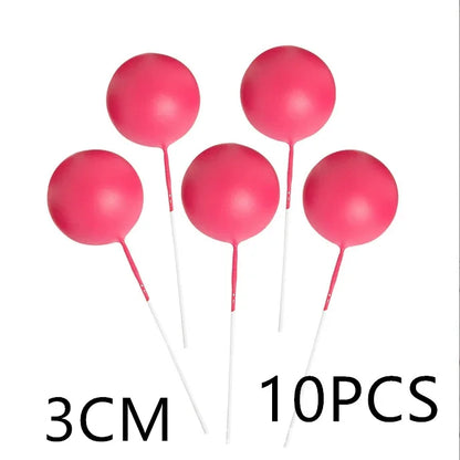 10 Pcs Colour Ball Happy Birthday Cake Topper 3CM Frosted Balls Kids Christmas Party Gift Cake Topper Wedding Dessert Decoration
