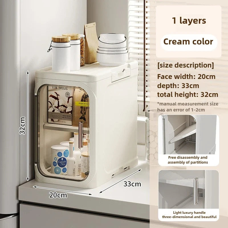 Household bathroom narrow seam storage cabinet, multifunctional foldable with wheels, dust-proof and crevice storage cabinet