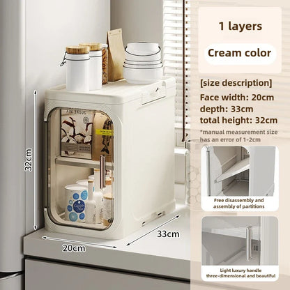 Household bathroom narrow seam storage cabinet, multifunctional foldable with wheels, dust-proof and crevice storage cabinet