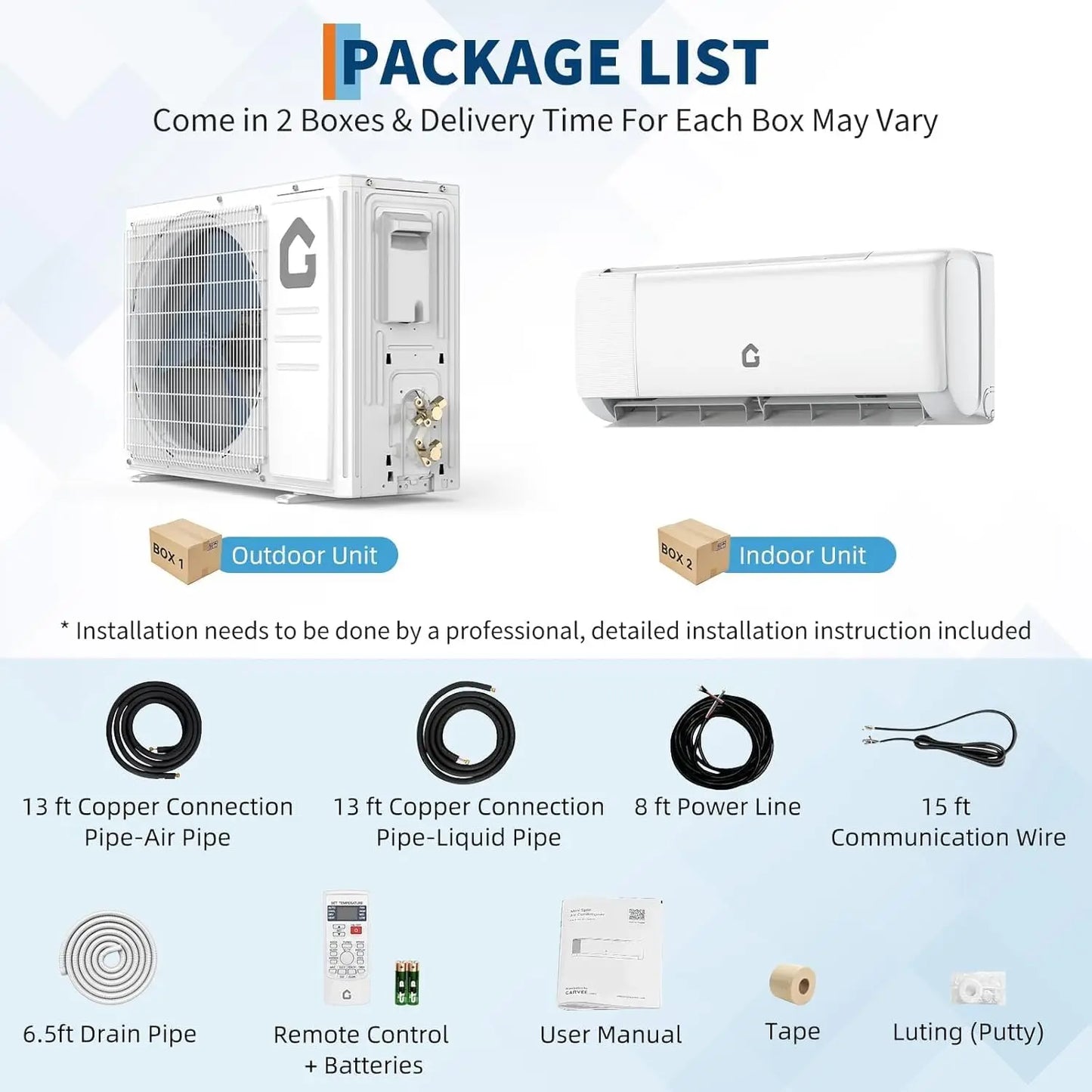 24000 BTU Mini Split Air Conditioner Heat Pump 19 SEER2 230V Ductless Inverter AC System with WiFi Cooling & Heating 1500 Sq. Ft