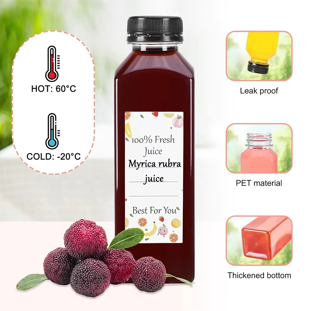 500ML Juice Bottles with Caps Clear Empty Reusable Bottles with Brush Funnel and Labels for Smoothies and Other Beverages YY177