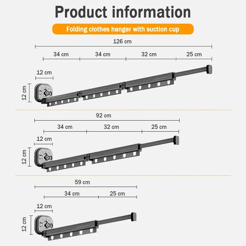 Folding Clothes Hanger Indoor Retractable Cloth Drying Rack Space Saving Home Laundry Clothesline Wall Mount Clothing Rack