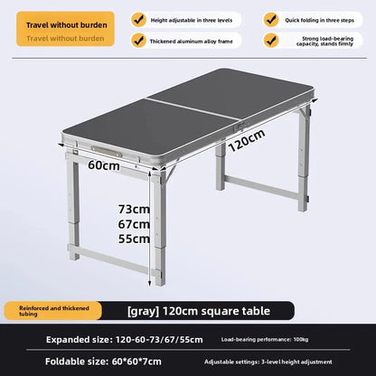 Folding table stall folding outdoor portable lifting work table camping picnic night market folding table and chairs