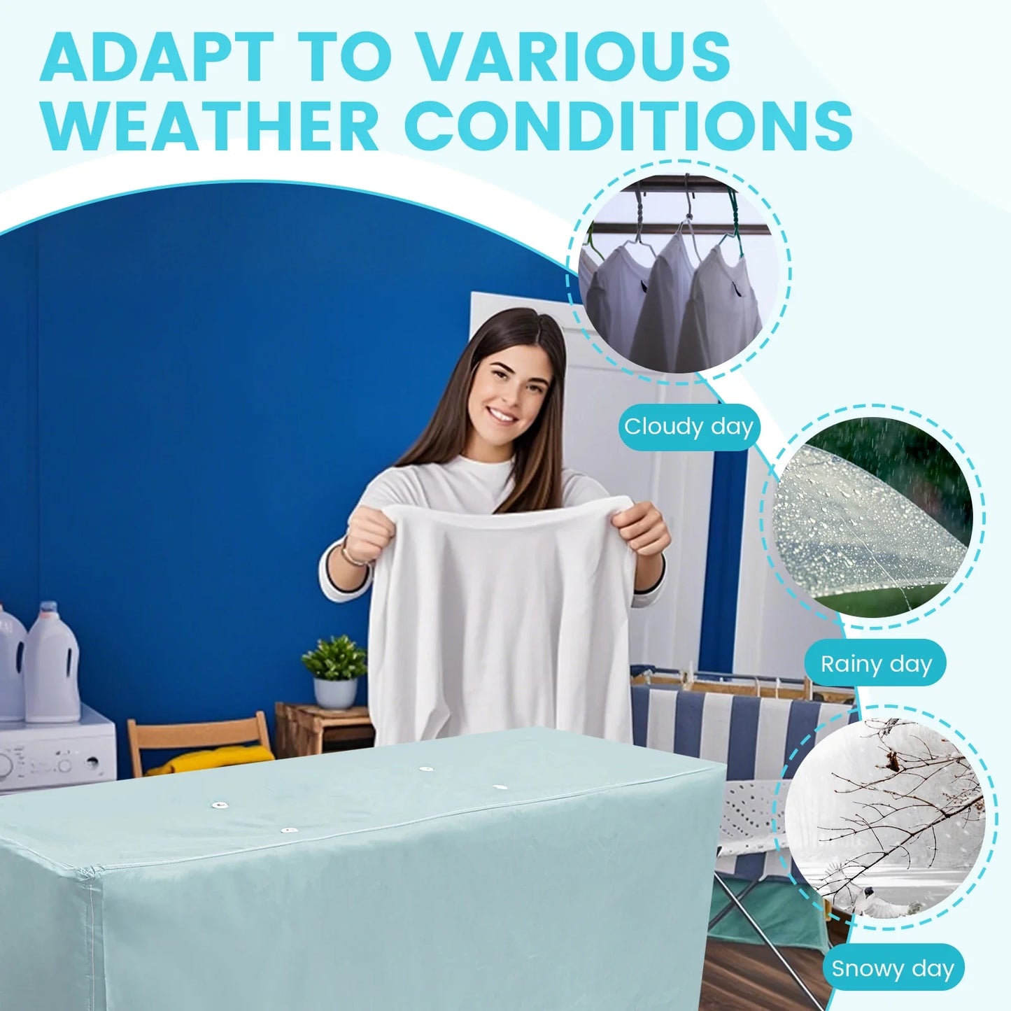 Heated Clothes Airer Drying Cover Polyester Drying Rack Dustproof Cover Foldable Clothes Rack Protective Cover Home Accessories