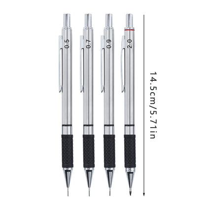 Metal Mechanical Pencil set with pencil grip Leads Art Drawing Student Office Supplies 0.5/0.7/0.9/2.0mm Automatic Pencil