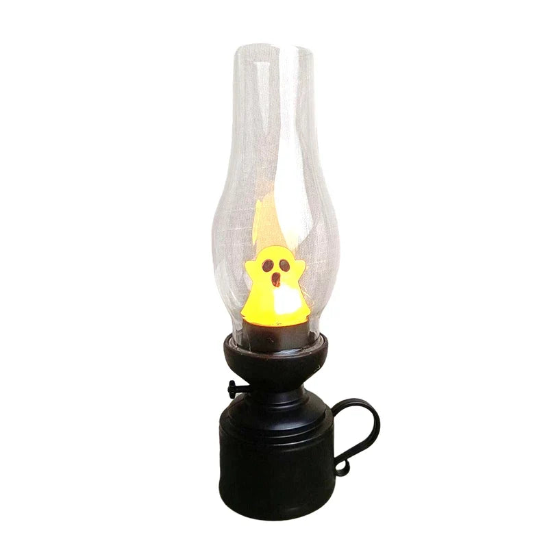 Calcifer Flameless Night Light Halloween Retro Decorative Candle Light Cartoon Anime Kerosene Lamp Bedroom Bedside Table Lamp