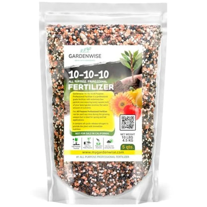 Slow Release - 10 10 10 All Purpose Granular Garden for Vegetables Tomato Arborvitae Shrubs Rose Flowers Fruit Fig Trees