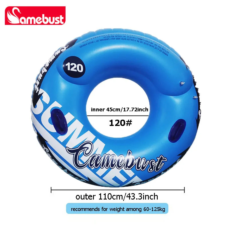 Camebust Double Valves Swim Ring Inflatable Float Tube Water Play Toys  for adult kids Blue and Yellow Color 43in