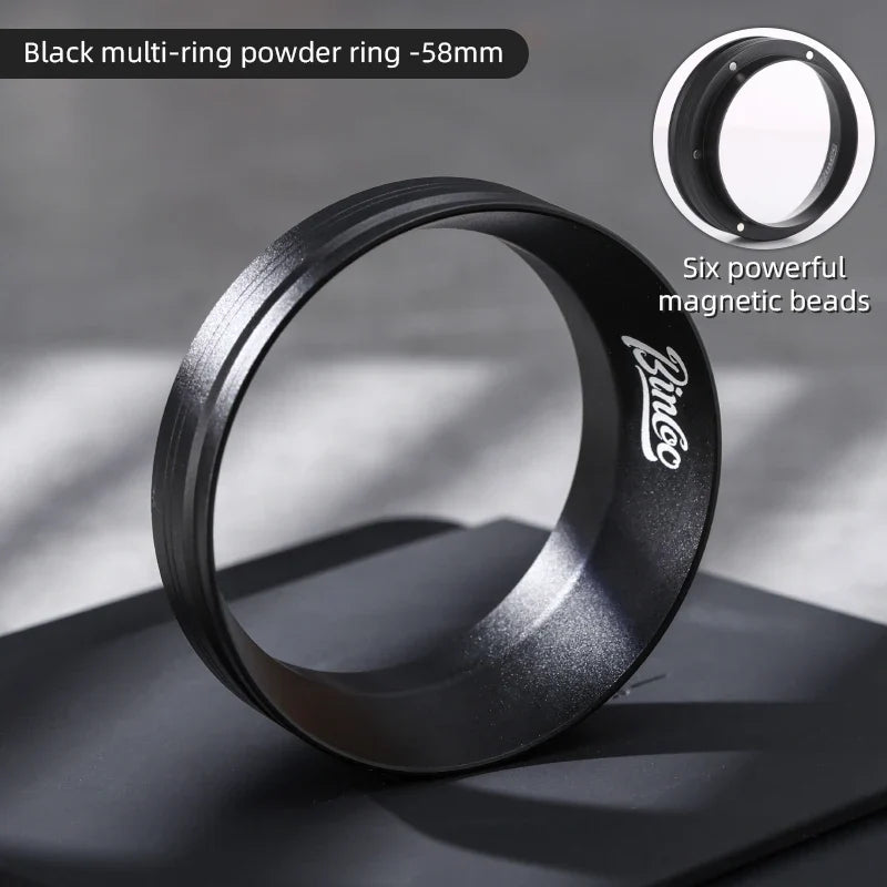 BINCOO 51mm 58mm Portafilter Dosing Ring, Magnetic Anti-Static Design for Strong Hold and Zero Coffee Spill During Prep