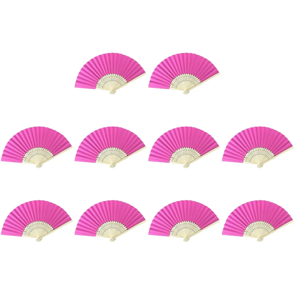 Hand Fan Bamboo Paper Fan Pocket Folding Fan Solid Color Guest Fans DIY Guest Gift for Wedding Birthday Summer Party