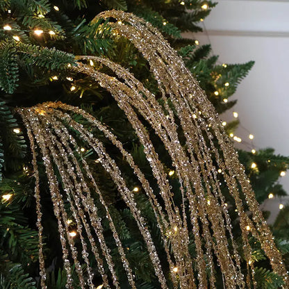 Sequin Glitter Christmas Party Branch Sticks Decoration White Artificial Plant Tassel Wheat Ears for Xmas Tree Ornament Supplies