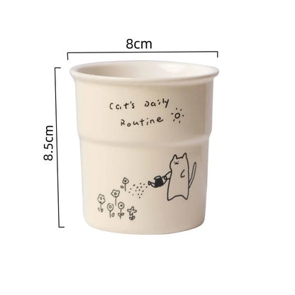 225ml Cat Pattern Coffee Mug Simple Kitten Life Illustration Water Cup Breakfast Milk Cup Home Office Afternoon Tea Cup Gift Mug