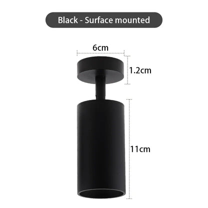 Surface Mounted 360° Rotatable White Black Gold Copper LED Ceiling Track Downlight 6W GU10 Bulb Replaceable Wall Spot Light
