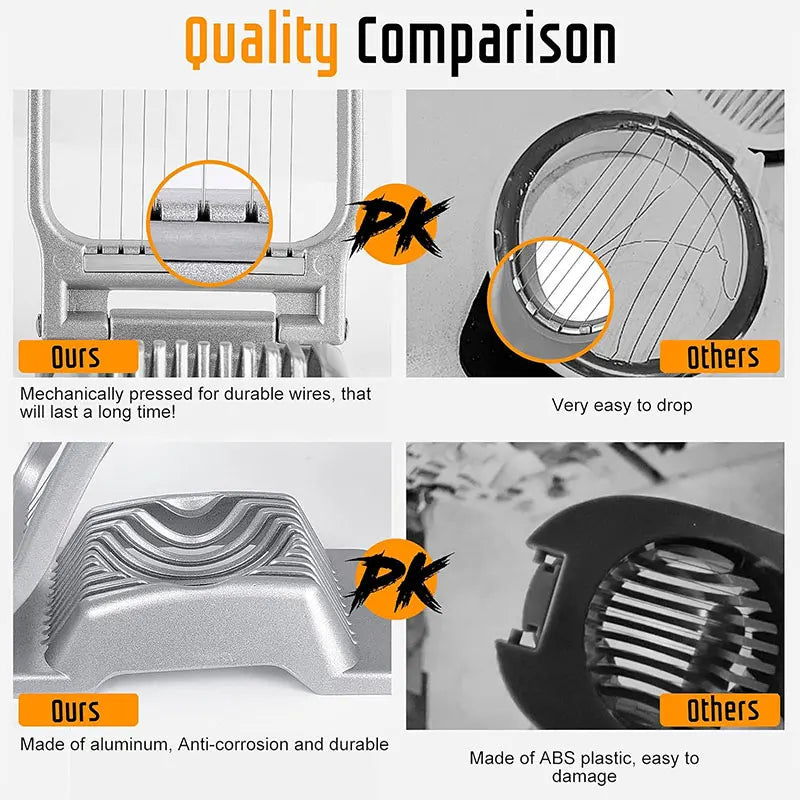 Heavy Duty Aluminium Egg Slicer for Hard Boiled Eggs Strawberry Slicer Stainless Steel Wire Multi Egg Dicer for Soft Fruit