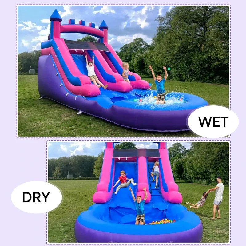 Commercial Grade Inflatable Water Slide with Splash Pool Bouncy Castle for Adults and Kids Includes Blower