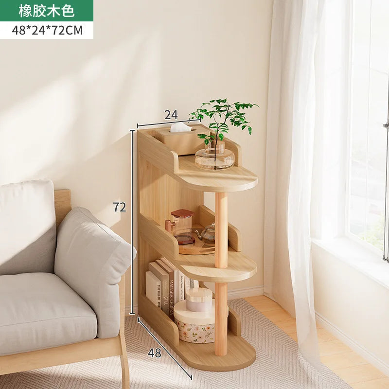 Wooden Corner Storage Bedside Table Simple Modern Multi-Layer Side Table Nightstand Cabinet Standing Bookcases Home Living Room