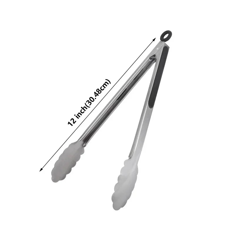 9/12/16 inch stainless steel BBQ grilling tongs salad food clip non-slip handle bread serving Tong cooking barbecue clip clamp