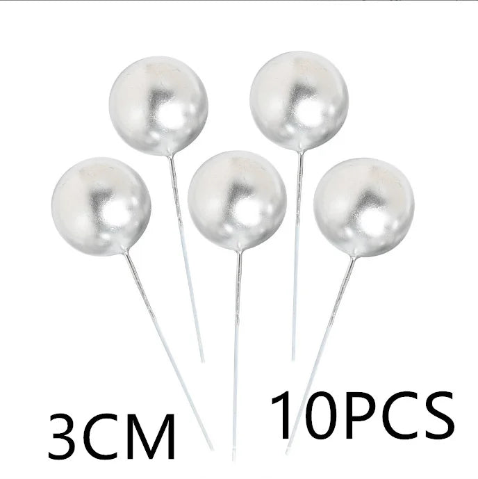 10 Pcs Colour Ball Happy Birthday Cake Topper 3CM Frosted Balls Kids Christmas Party Gift Cake Topper Wedding Dessert Decoration