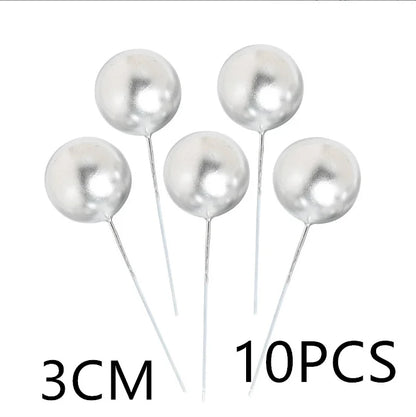 10 Pcs Colour Ball Happy Birthday Cake Topper 3CM Frosted Balls Kids Christmas Party Gift Cake Topper Wedding Dessert Decoration