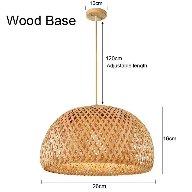 Rattan Chandelier Lampshade Natural Weaved Wicker Pendant Light for Home Restaurant Decor Rattan Hand-Woven Bamboo Lampshade