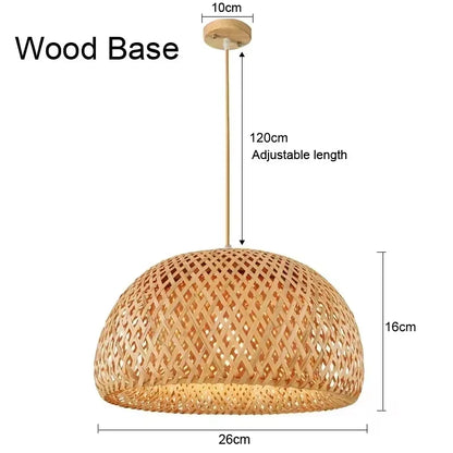 Rattan Chandelier Lampshade Natural Weaved Wicker Pendant Light for Home Restaurant Decor Rattan Hand-Woven Bamboo Lampshade