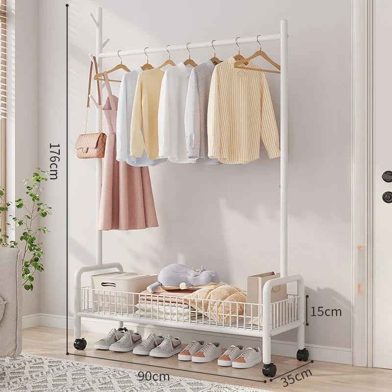 Foldable Standing Coat Rack Clothes Hanger Floor Coat Stand Portable Collapsible Organizer Bedroom Balcony Entryway Hall