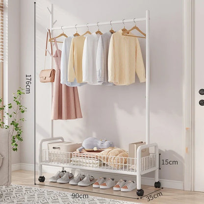 Foldable Standing Coat Rack Clothes Hanger Floor Coat Stand Portable Collapsible Organizer Bedroom Balcony Entryway Hall