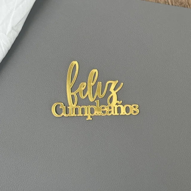 ins Spanish Happy Birthday Cake Topper Golden Crown Acrylic Birthday Party Cake Toppers For Baby Shower Cake Dessert Decorations