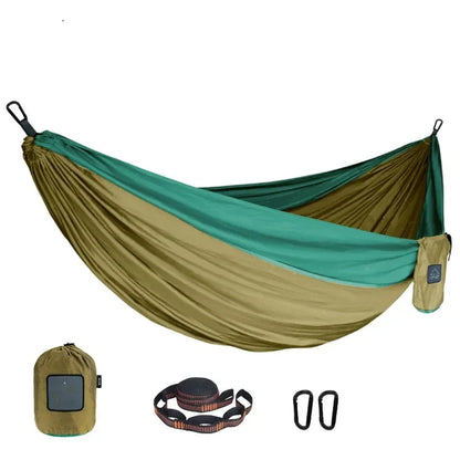 Portable Hanging Bed Outdoor Single Person Camping Hammock Nylon Color Matching Hammock Hammock High Strength Parachute Fabric