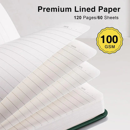 3-Pack A6 Pocket Notebooks, Lined Hardcover with Pens for Work Travel