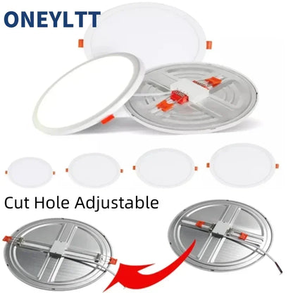 LED Panel Lights Ultra thin Ceiling Downlight 50mm to 200mm Cut Hole Adjustable Panel Light AC85-265V Indoor Lighting Lamp